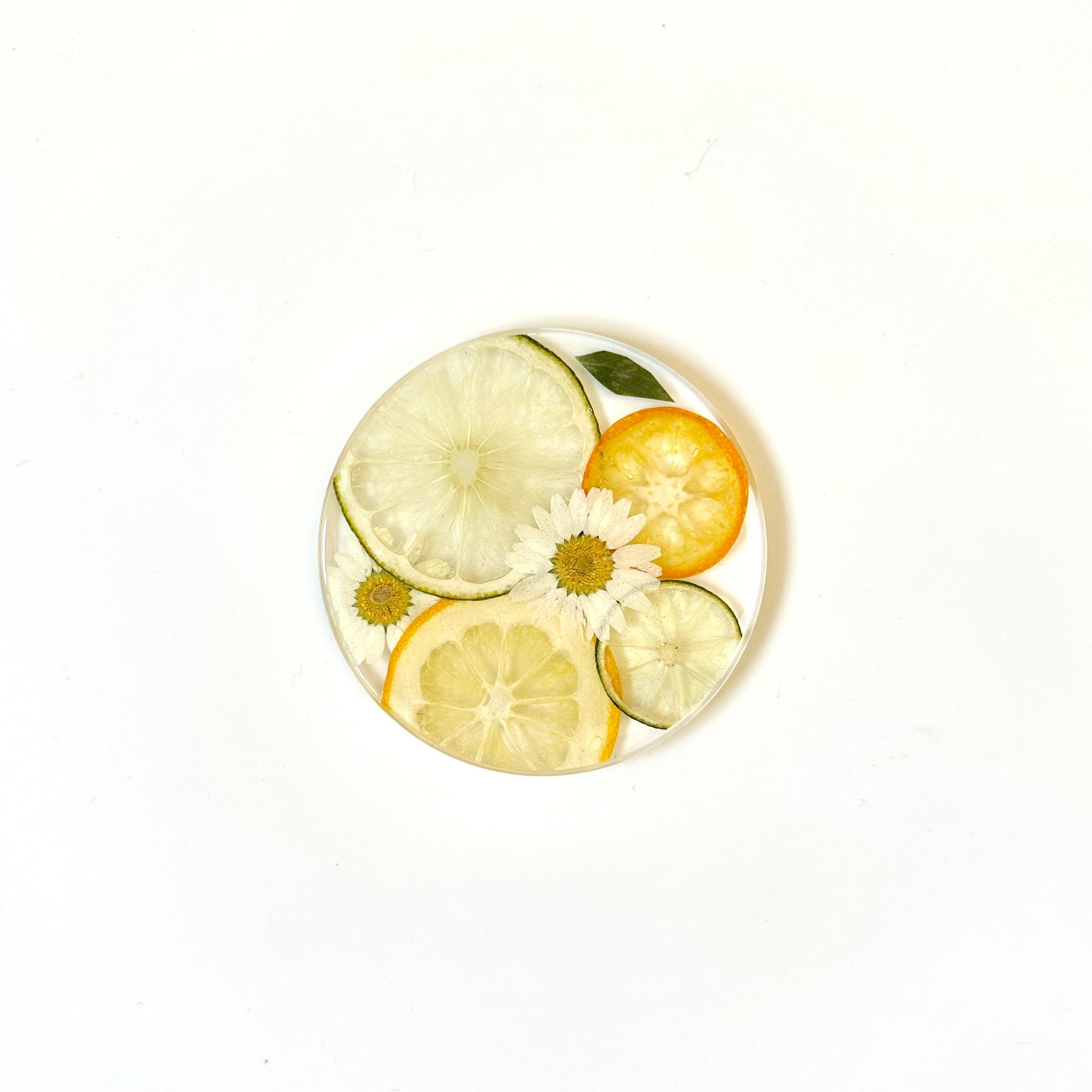 お花と柑橘系のコースター