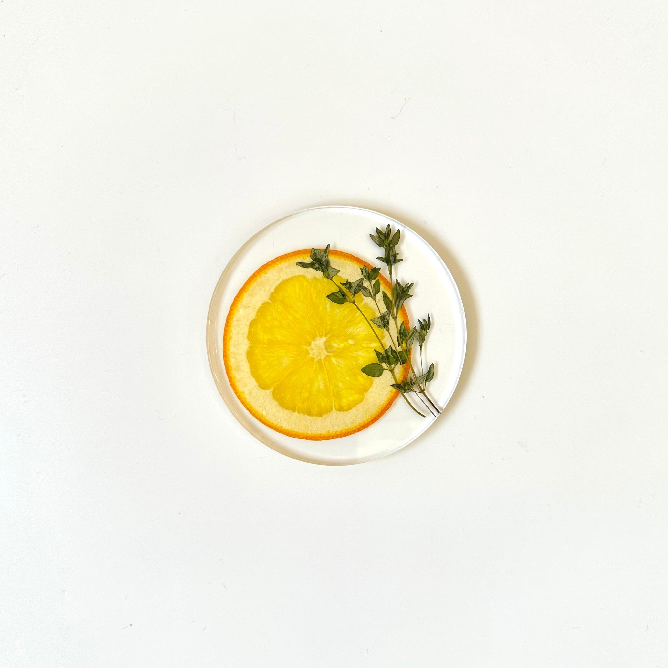 オレンジとタイムのコースター1枚目の画像