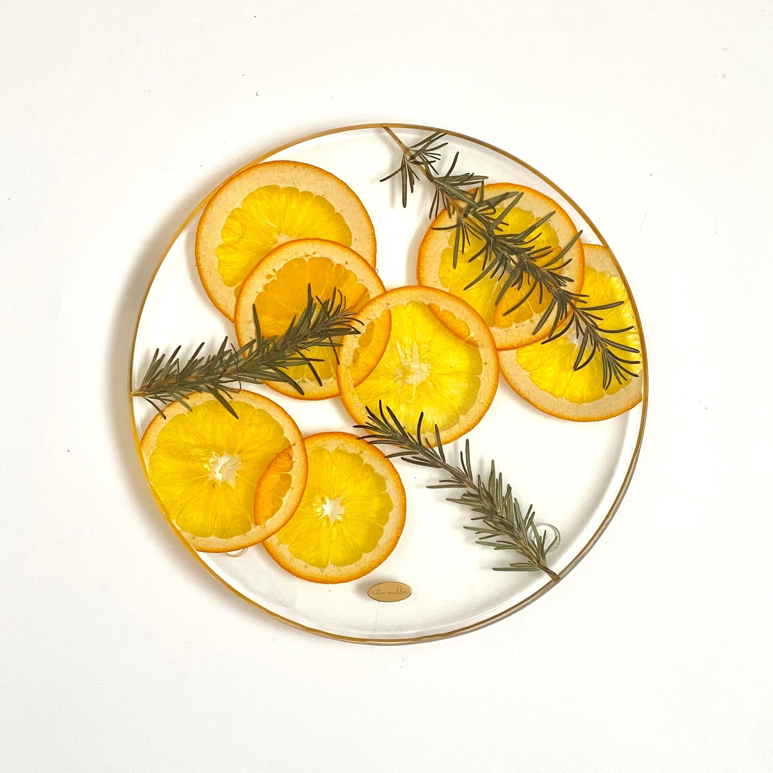 【Mサイズ】オレンジ&ローズマリーのお皿1枚目の画像