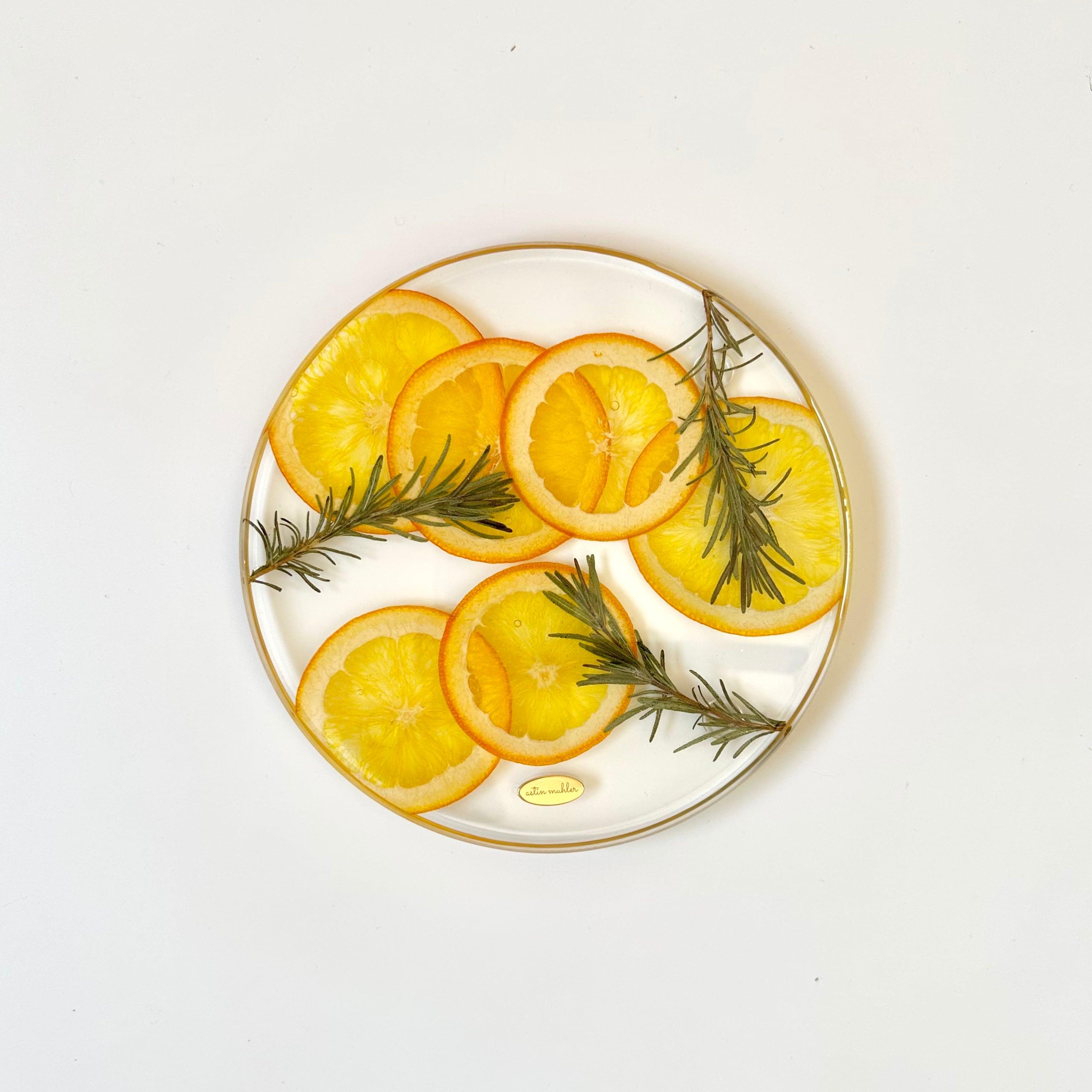 【Sサイズ】オレンジ&ローズマリーのお皿1枚目の画像